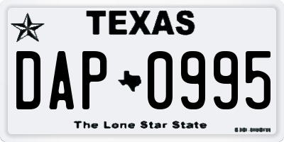 TX license plate DAP0995