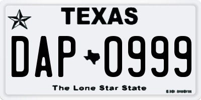 TX license plate DAP0999