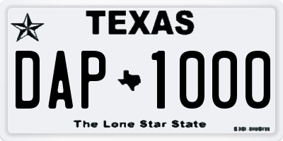 TX license plate DAP1000