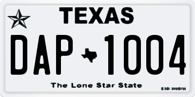 TX license plate DAP1004