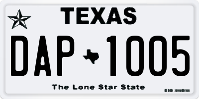 TX license plate DAP1005
