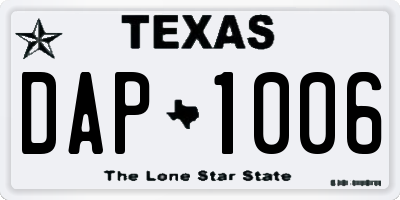 TX license plate DAP1006
