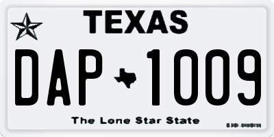 TX license plate DAP1009