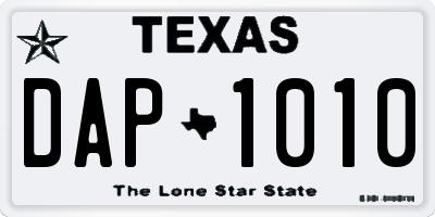 TX license plate DAP1010