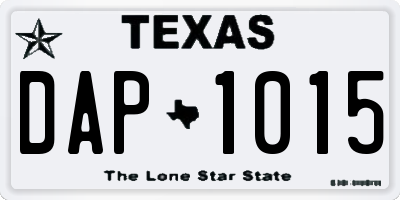 TX license plate DAP1015