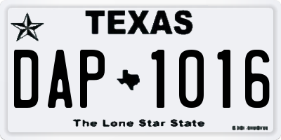 TX license plate DAP1016