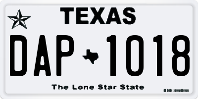 TX license plate DAP1018