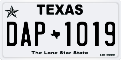 TX license plate DAP1019
