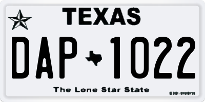 TX license plate DAP1022