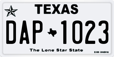 TX license plate DAP1023