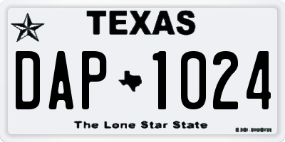 TX license plate DAP1024