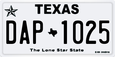 TX license plate DAP1025