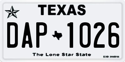 TX license plate DAP1026