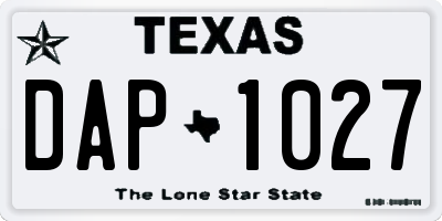 TX license plate DAP1027