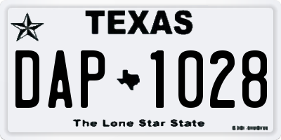 TX license plate DAP1028