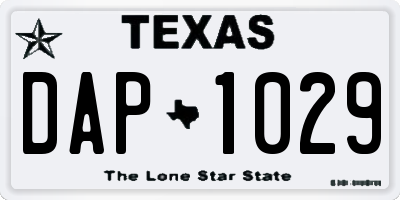 TX license plate DAP1029