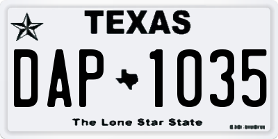 TX license plate DAP1035