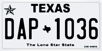 TX license plate DAP1036