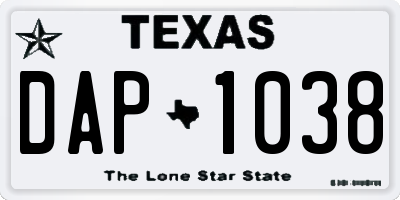 TX license plate DAP1038