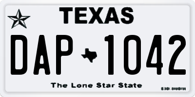 TX license plate DAP1042