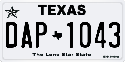 TX license plate DAP1043
