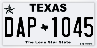 TX license plate DAP1045