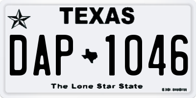 TX license plate DAP1046