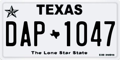 TX license plate DAP1047