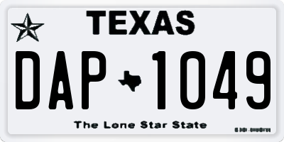 TX license plate DAP1049