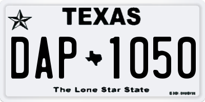 TX license plate DAP1050