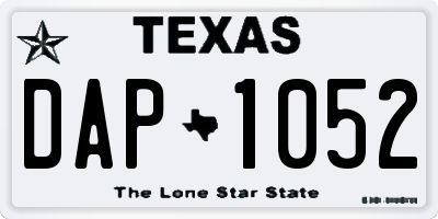 TX license plate DAP1052