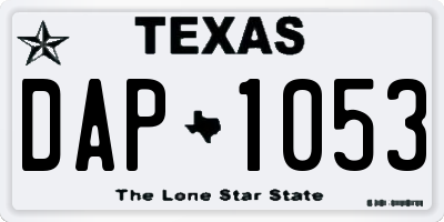 TX license plate DAP1053