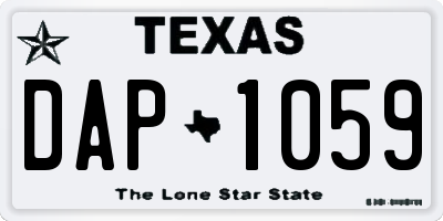TX license plate DAP1059