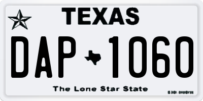 TX license plate DAP1060