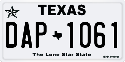 TX license plate DAP1061