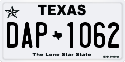TX license plate DAP1062