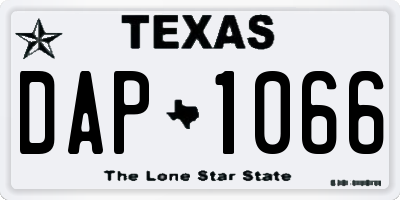 TX license plate DAP1066