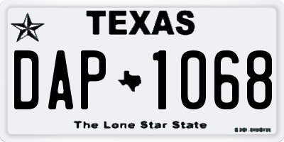 TX license plate DAP1068