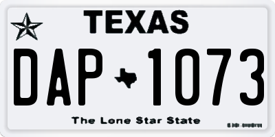 TX license plate DAP1073