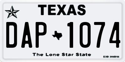 TX license plate DAP1074