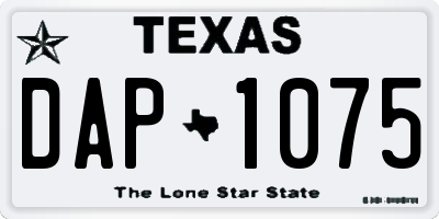 TX license plate DAP1075