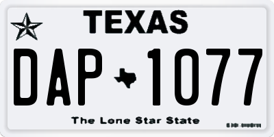 TX license plate DAP1077