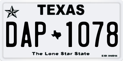 TX license plate DAP1078