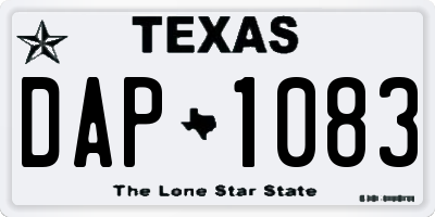 TX license plate DAP1083