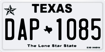 TX license plate DAP1085