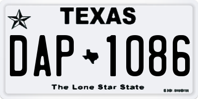 TX license plate DAP1086