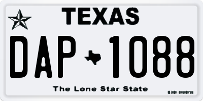 TX license plate DAP1088