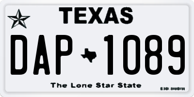 TX license plate DAP1089