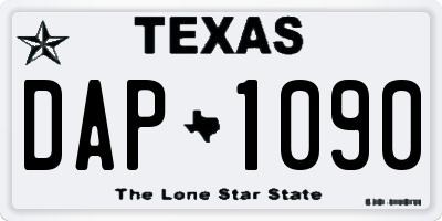 TX license plate DAP1090