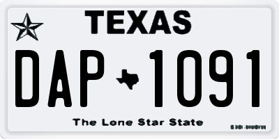 TX license plate DAP1091